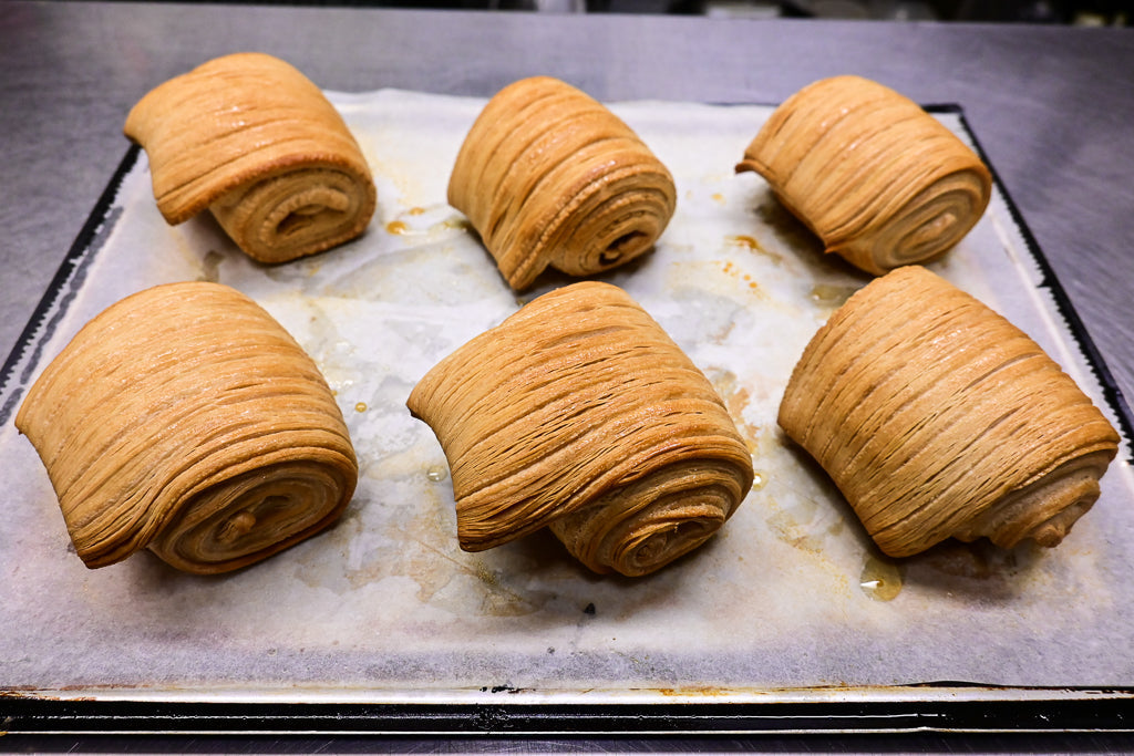 Fagottini al caffè e cioccolato con laminazione incrociata
